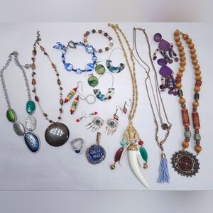 Vintage Y2K Boho Urban Jewelry Lot 24 Pieces Bracelets Necklaces Earrings